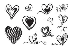 doodle del cuore, amore, illustrazione vettoriale. vettore