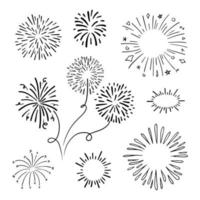 fuochi d'artificio, disegnato a mano starburst, illustrazione vettoriale. vettore