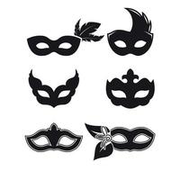 illustrazione festivo maschere nero silhouette su un' bianca sfondo vettore