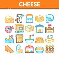 formaggio latteria cibo collezione icone impostato vettore