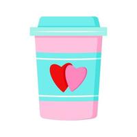 vettore rosa tazza di caffè o tè tazze con Due cuori. colorato arte design per stampa saluto carta, invito, manifesto, bar menù