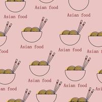 senza soluzione di continuità modello con tagliatelle. illustrazione di asiatico cibo vettore