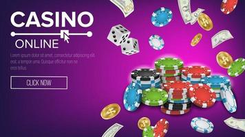 casinò manifesto vettore. in linea poker gioco d'azzardo casinò manifesto cartello. montepremi tabellone, promo concetto illustrazione. vettore