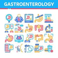 gastroenterologia e epatologia icone impostato vettore