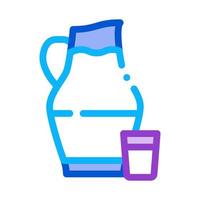 brocca con latte e bicchiere icona vettore schema illustrazione