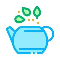 teiera con tè le foglie icona vettore schema illustrazione