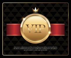 d'oro bronzo medaglia con rosso nastro.vip invito design template.ribbon e vip invito testo su nero lusso sfondo. vettore