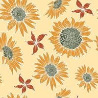 senza soluzione di continuità modello nel autunno colori con fiori e girasole petali. idea per sfondo, tessile. vettore illustrazione