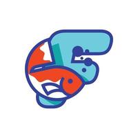 alfabeto f pesce logo vettore