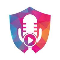video giocare Podcast logo modello design. Podcast canale o Radio logo design. vettore