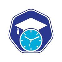 studia tempo vettore logo design. la laurea cappello con orologio icona design