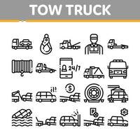 trainare camion trasporto collezione icone impostato vettore