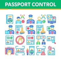 passaporto controllo dai un'occhiata collezione icone impostato vettore