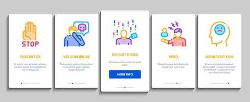 bullismo aggressione onboarding elementi icone impostato vettore