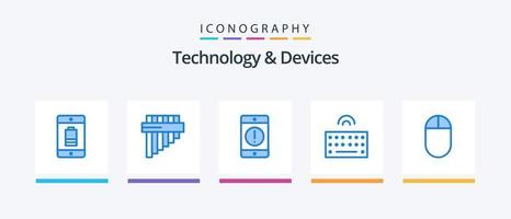 dispositivi blu 5 icona imballare Compreso hardware. genere. mettere in guardia. tastiera del computer. Telefono. creativo icone design vettore