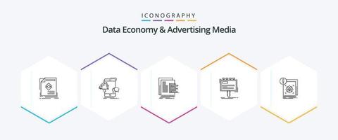 dati economia e pubblicità media 25 linea icona imballare Compreso pubblicità. anno Domini. megafono. valutazione. grafico vettore
