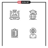 4 creativo icone moderno segni e simboli di castello bloc notes il computer portatile Internet risultato modificabile vettore design elementi