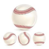 palla da baseball in pelle close-up set isolato vettore