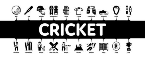 cricket gioco minimo Infografica bandiera vettore