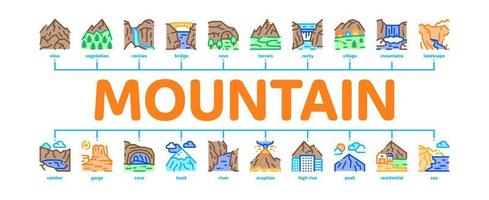 montagna paesaggio minimo Infografica bandiera vettore