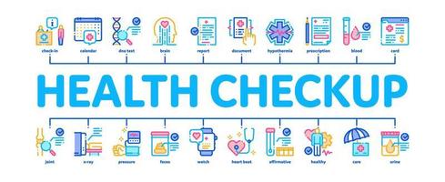 Salute verifica medico minimo Infografica bandiera vettore