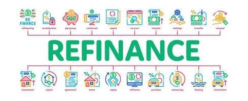 rifinanziare finanziario minimo Infografica bandiera vettore