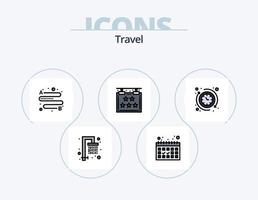 viaggio linea pieno icona imballare 5 icona design. . bagaglio. vacanza. borse. mondo vettore