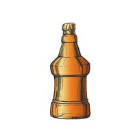 mano disegnato colore sbalzato bottiglia di birra vettore