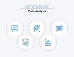 dati analisi blu icona imballare 5 icona design. analitica. rapporto. computer. monitoraggio. attività commerciale vettore