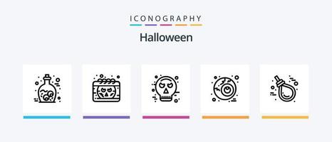 Halloween linea 5 icona imballare Compreso calderone. vampiro. avatar. denti. Halloween. creativo icone design vettore