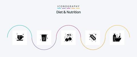dieta e nutrizione glifo 5 icona imballare Compreso nutrizione. bottiglia. cibo. bodybuilding. grano vettore