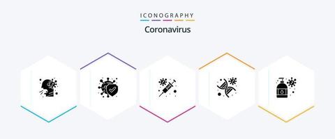 coronavirus 25 glifo icona imballare Compreso manicure. filo. influenza. genomico. dna vettore