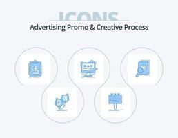 pubblicità promo e creativo processi blu icona imballare 5 icona design. design. arte. tabellone. flusso di lavoro. schema vettore
