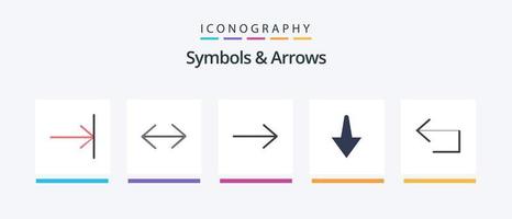 simboli e frecce piatto 5 icona imballare Compreso . Giusto. rispondere. Indietro. creativo icone design vettore