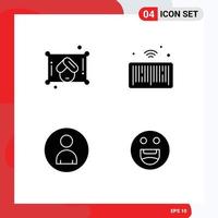 solido glifo imballare di 4 universale simboli di donna persone codice a barre cose emoji modificabile vettore design elementi