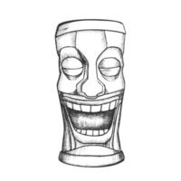 tiki idolo lavorato di legno pianto totem inchiostro vettore