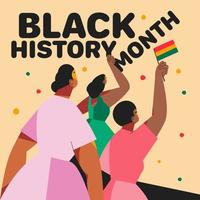 nero storia mese, africano cartone animato ragazze raccolta loro pugni, un' simbolo di loro forza e unità per civile diritti vettore