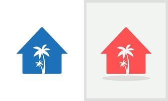 palma Casa logo design. casa logo con palma albero concetto vettore. palma albero e casa logo design vettore