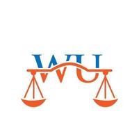 legge azienda lettera wu logo design. legge procuratore cartello vettore