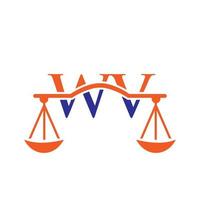 legge azienda lettera wv logo design. legge procuratore cartello vettore