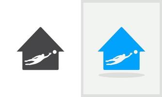 portiere Casa logo design. casa logo con portiere concetto vettore. portiere e casa logo design vettore