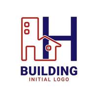 lettera h edificio iniziale vettore logo design