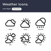 tempo metereologico icone con linea stile vettore