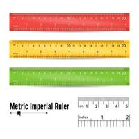 scuola misurazione righello vettore. misurare attrezzo. millimetri, centimetri e pollici scala. isolato illustrazione vettore