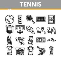 tennis gioco attrezzatura collezione icone impostato vettore