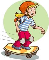 bambini andare con lo skateboard cartone animato vettore