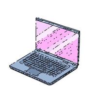 il computer portatile taccuino schizzo mano disegnato vettore