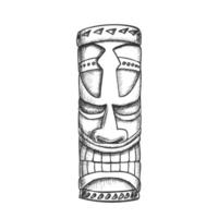 tiki idolo hawaiano di legno statua monocromatico vettore