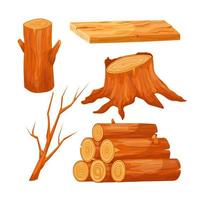 legna log impostato cartone animato vettore illustrazione