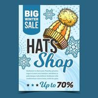 cappelli negozio grande inverno vendita promo manifesto vettore